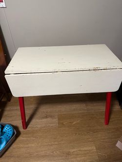 Vintage Drop-Leaf Table with Red Legs