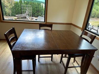 Dark Wood Counter-Height Dining Table with 4 Chairs
