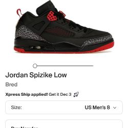  Jordan Spizike Low Red And Black Size 8 New