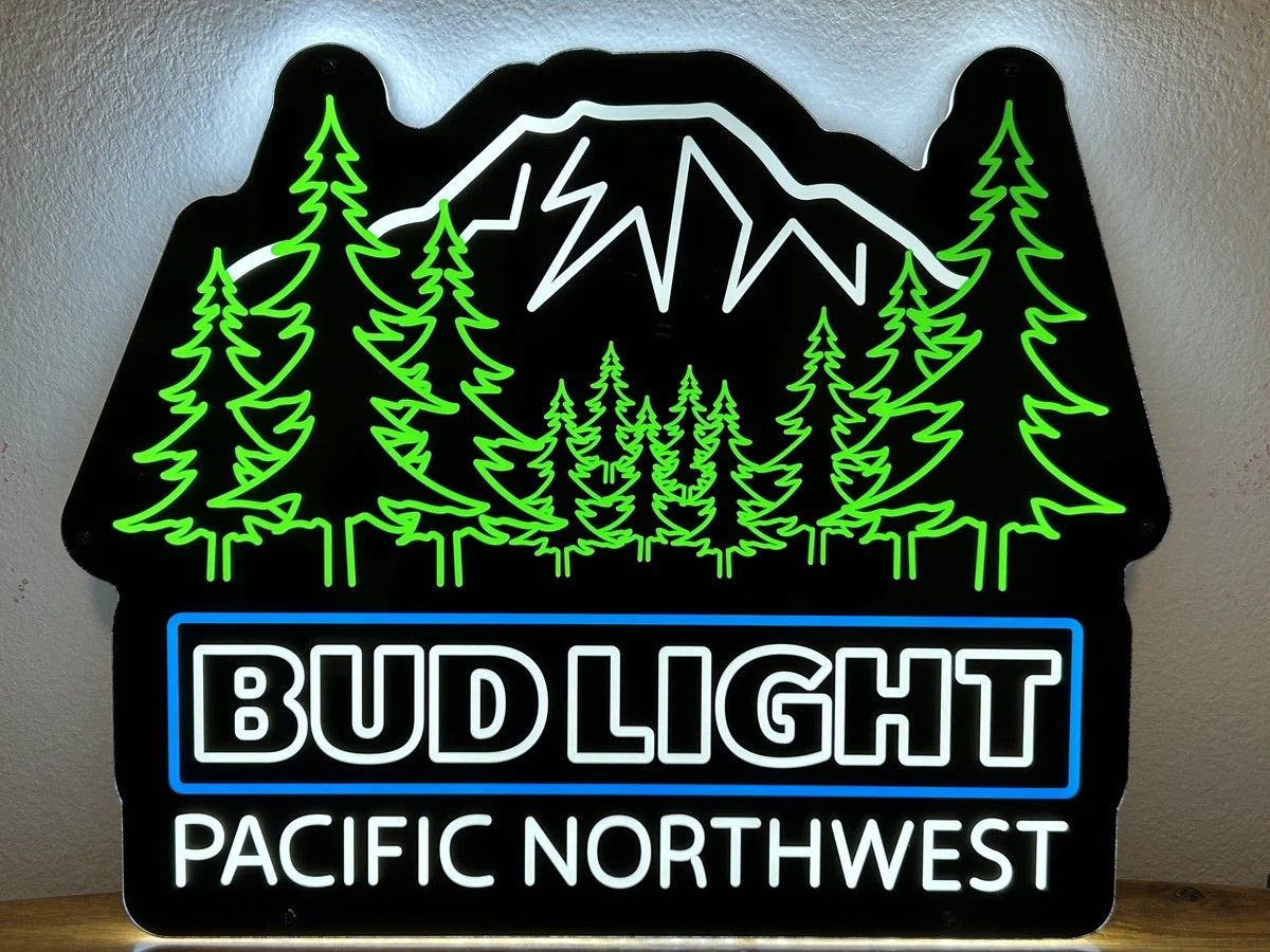 Bud Light Beer LED Bar Sign Pacific Northwest Lighted Sign