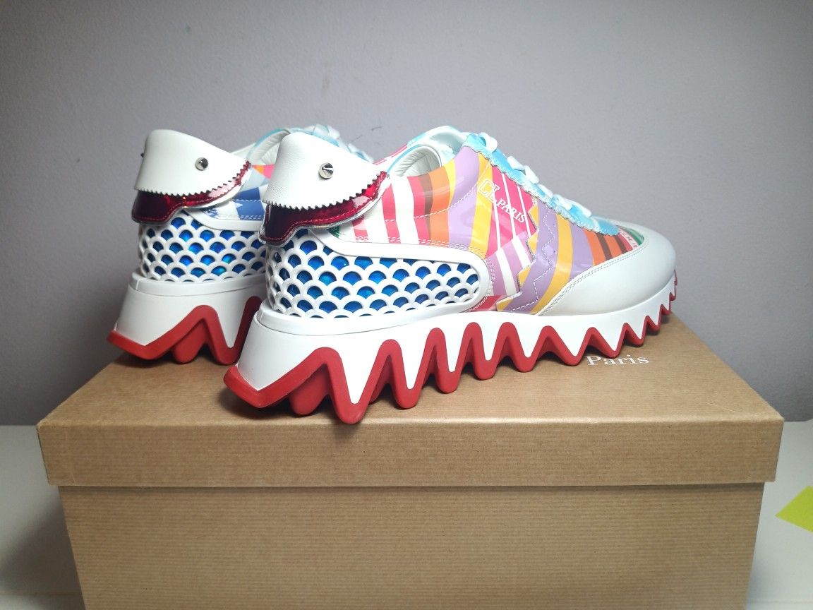 NEW CHRISTIAN LOUBOUTIN LOUBISHARK DONNA SNEAKERS PAT.LEATHER SZ