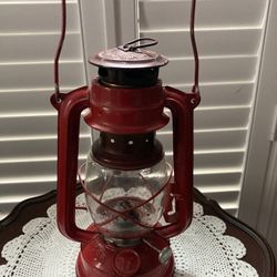 Vintage 1990's Swallow Brand #235, 10" Fire Red Kerosene Lantern Camping or Decor