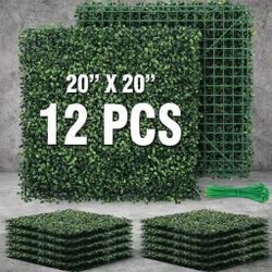 New In Box Sunnyglade 12 PC 20x20 Inch Hedge Wall Panel Artificial Plant Boxwood Home Decor Backdrop Privacy Fence Fake Leaf 