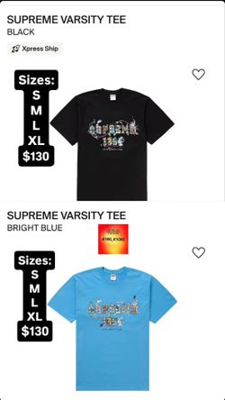 Supreme Varsity Tee black & blue Size: S, M, L, XL