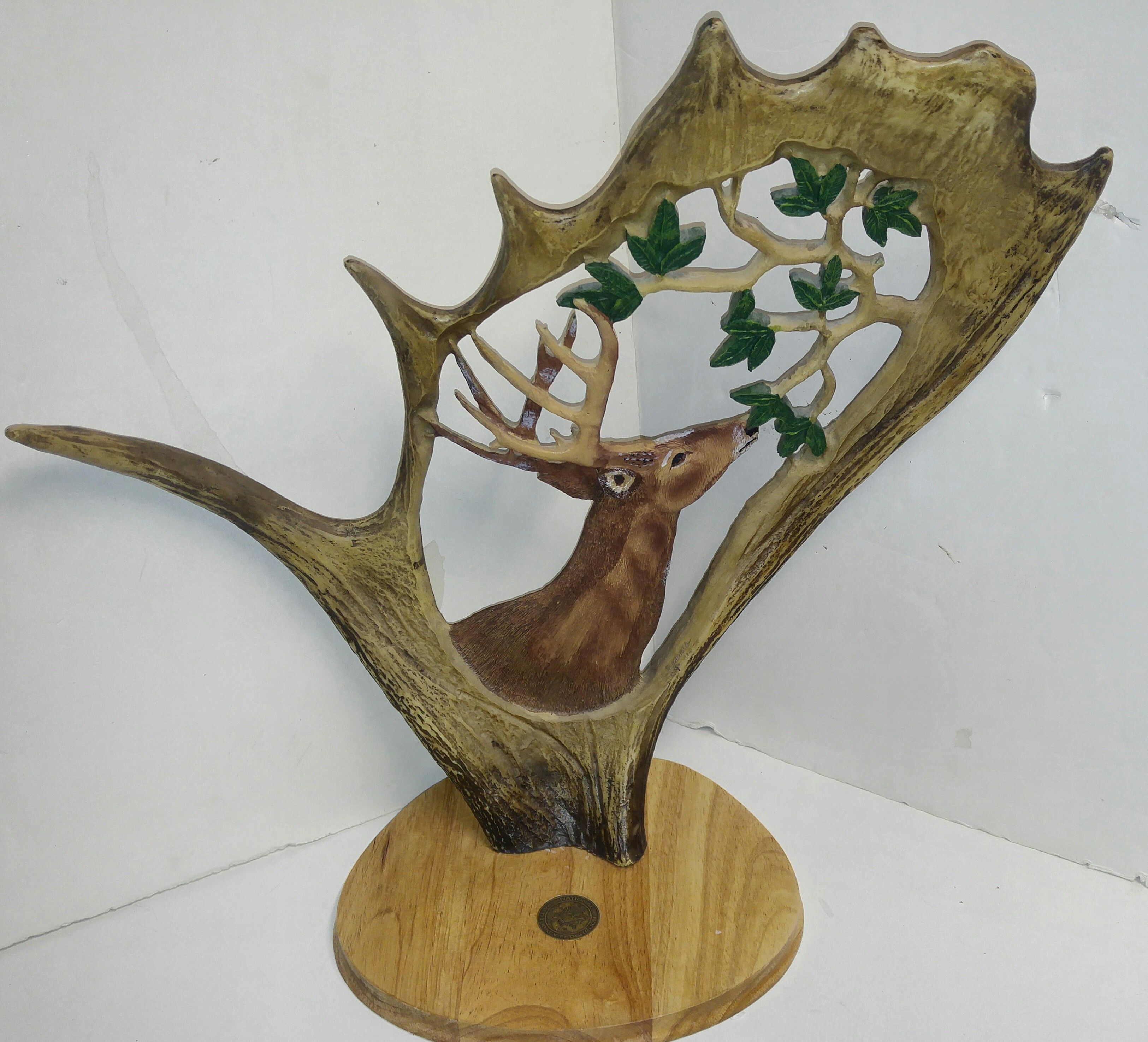 Moose antler carving of whitetail deer by David Semones
