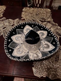 Authentic Black & Silver Charro Sombrero – Traditional Mexican Hat