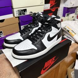 NIKE AIR JORDAN 1 BLACK WHITE 2014 Sz 9