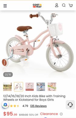 Pink Costway kids bike