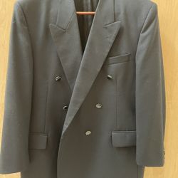 Vintage Adolfo couture men’s black double breasted blazer by