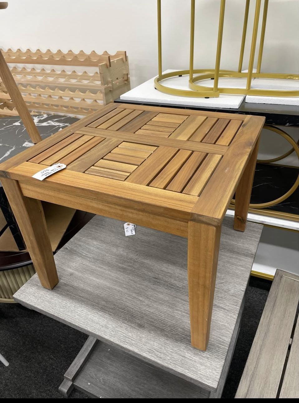 New Acacia Wood Side Table Natural