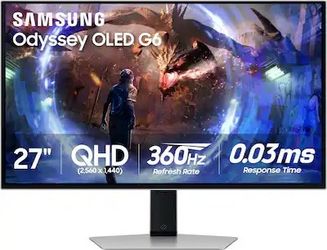 Samsung - 27" Odyssey OLED G6 (G60SD) QHD 360Hz 0.03ms FreeSync Premium Pro Gaming Monitor with HDR - Silver