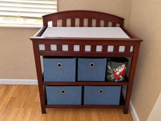 Cherry Wood Baby Changing Table with Storage
