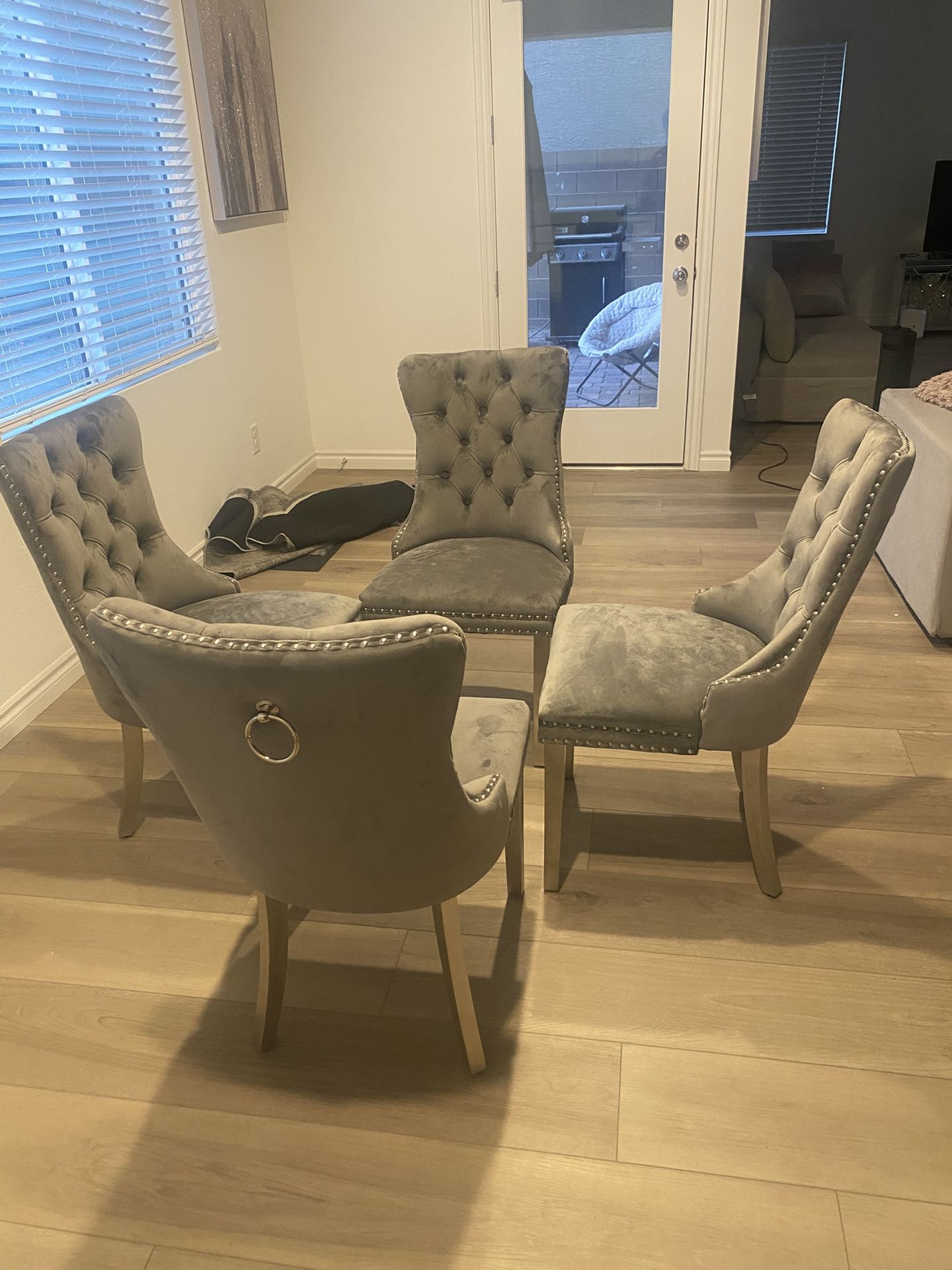 Grey Velvet Dining Chairs set Of 4