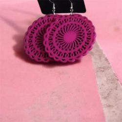Fuchsia Wooden Island Sunburst Design Earrings