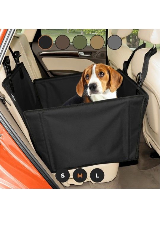 Wuglo Extra Stable Dog Car Seat - Reinforced Dog Seat for Medium-Sized Dogs, Waterproof, Black, 4 Straps