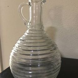 Vintage Depression Anchor Hocking Rib Manhattan Eared Decanter Pitcher