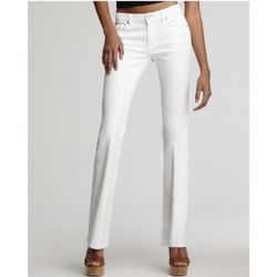 7 FOR ALL MANKIND White Mid Rise Wide Leg Bootcut Jeans