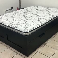 Ikea Black Bed Frame with Mattress