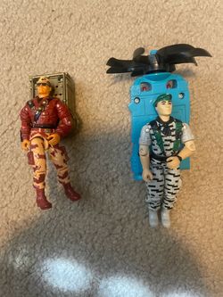 Vintage 1992 G.I. Joe Lt. Falcon & General Hawk Electronic Backpack Figure Lot