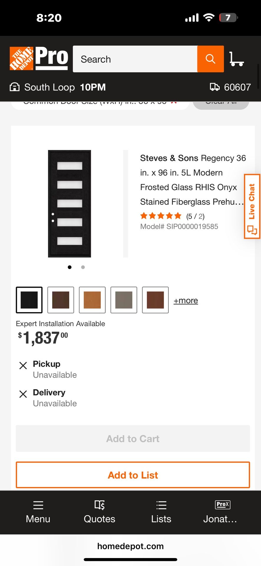 Steves & Sons Regency 36 in. x 96 in. 5L Modern Frosted Glass RHIS Onyx Stained