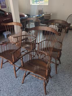 Duckloe Brothers solid oak Windsor chairs (set of 4)