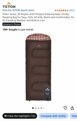 TETON Sports Celsius Junior Kids Sleeping Bag. BRAND NEW.