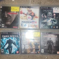 PS3 Games, metagearsolid4, Madden 11, Injustice Gods among us, dark souls, The Last Of Us, Dark Souls ll