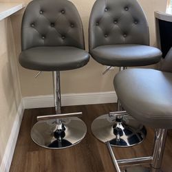 Gray Leather Bar Stool Set Of Four