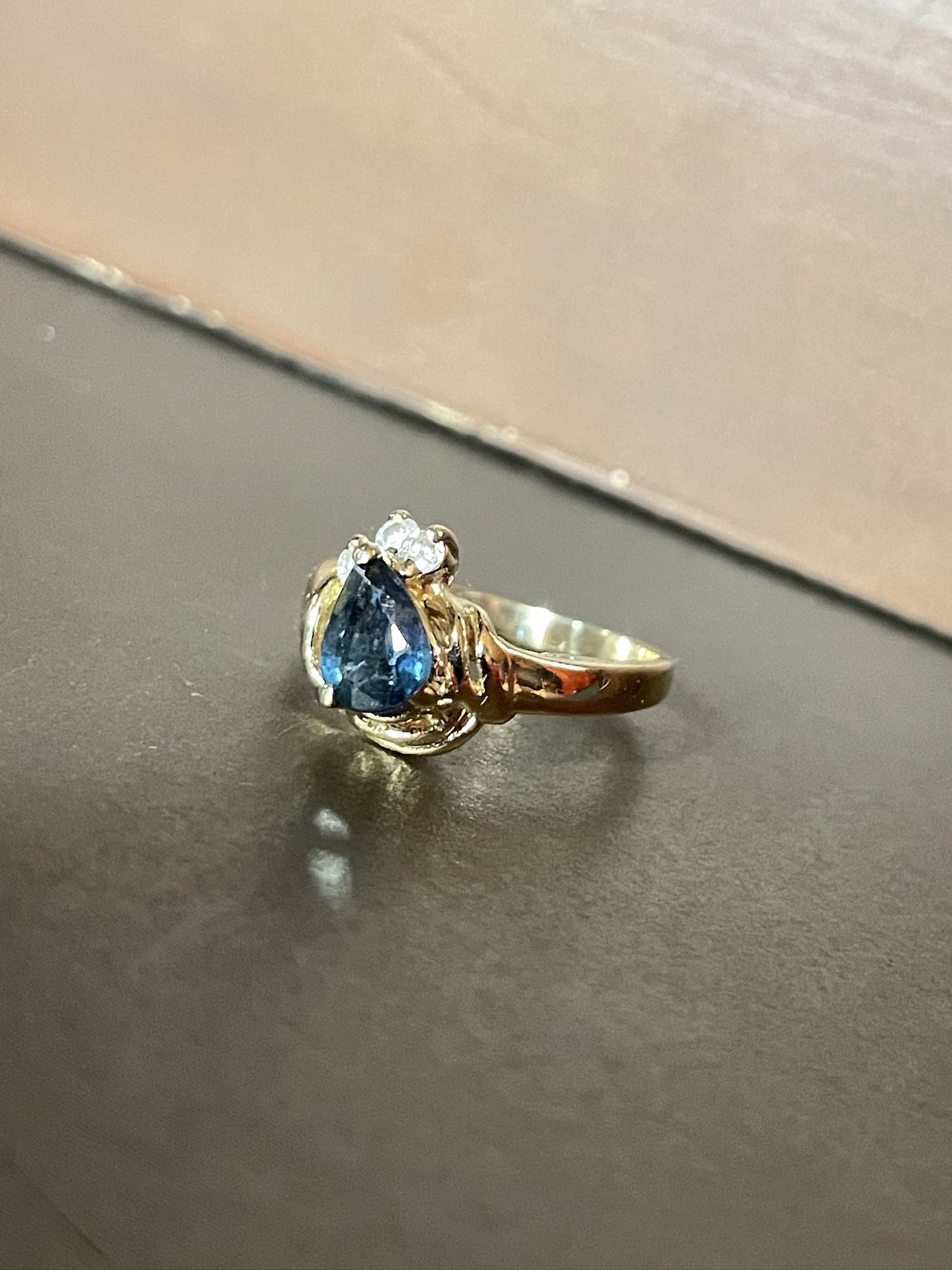 14kt Gold Sapphire + Diamond Ring