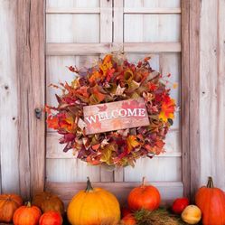 Multicolored Fall Leaves Wreath 