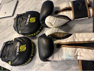 Boxing gloves and hitting pads