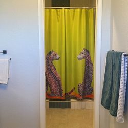 Leopard Lime/acid Green Shower Curtis
