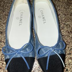 Denim Quilted Classic Flats Ballet Flat Sz 6/6.5