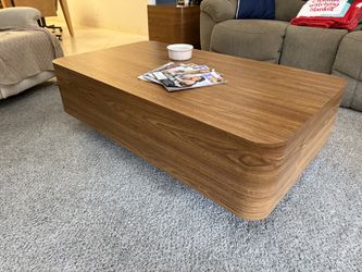 Vintage 80s Rounded-Corner Set of 3: Coffee Table + 2 Matching End Tables – Wood-Grain Finish