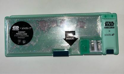 yoobi Star Wars The Mandalorian Gadget Pencil Case Green Glitter Sharpener