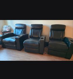 Moving Sale Grand 4-piece Top Grain Leather Power Media Recliners Living Room Set
