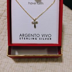 Argento Vivo Have Faith Cross Necklace New