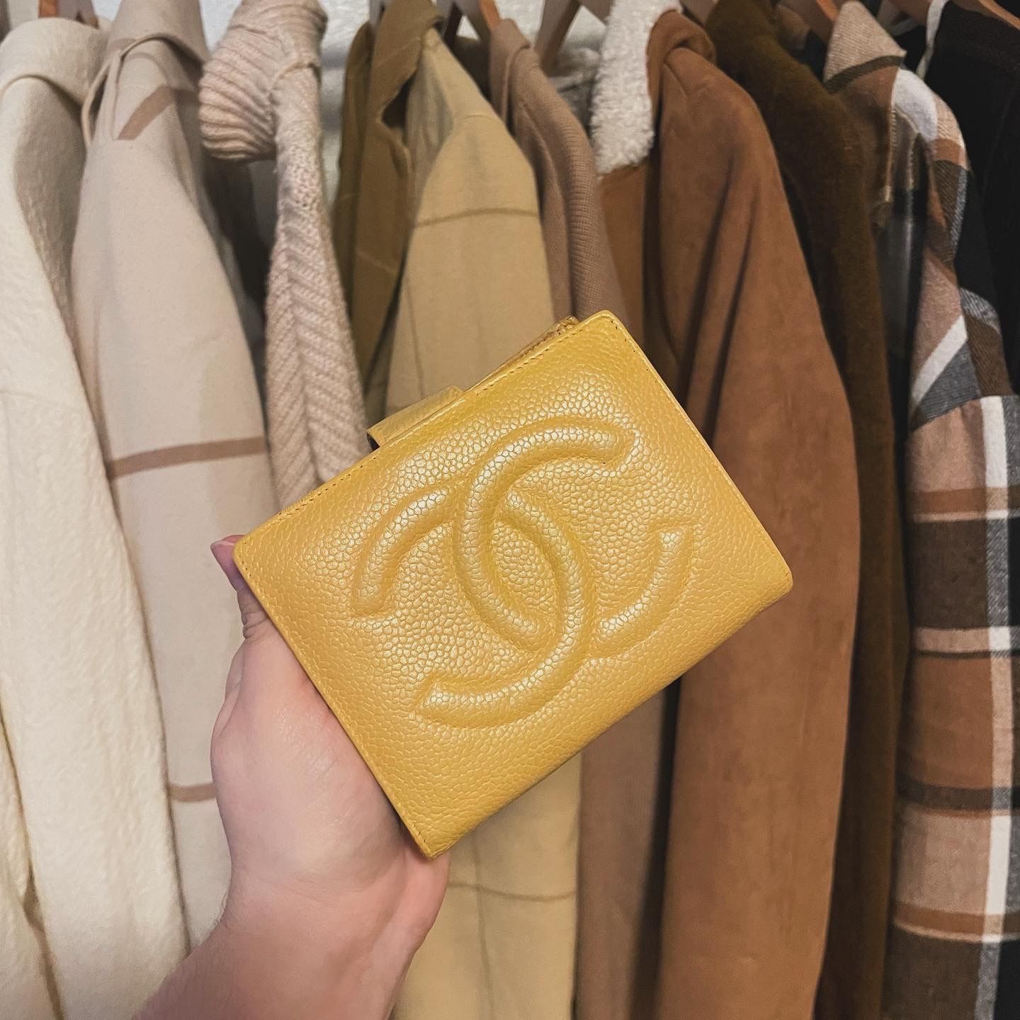 Chanel Yellow Caviar Wallet 