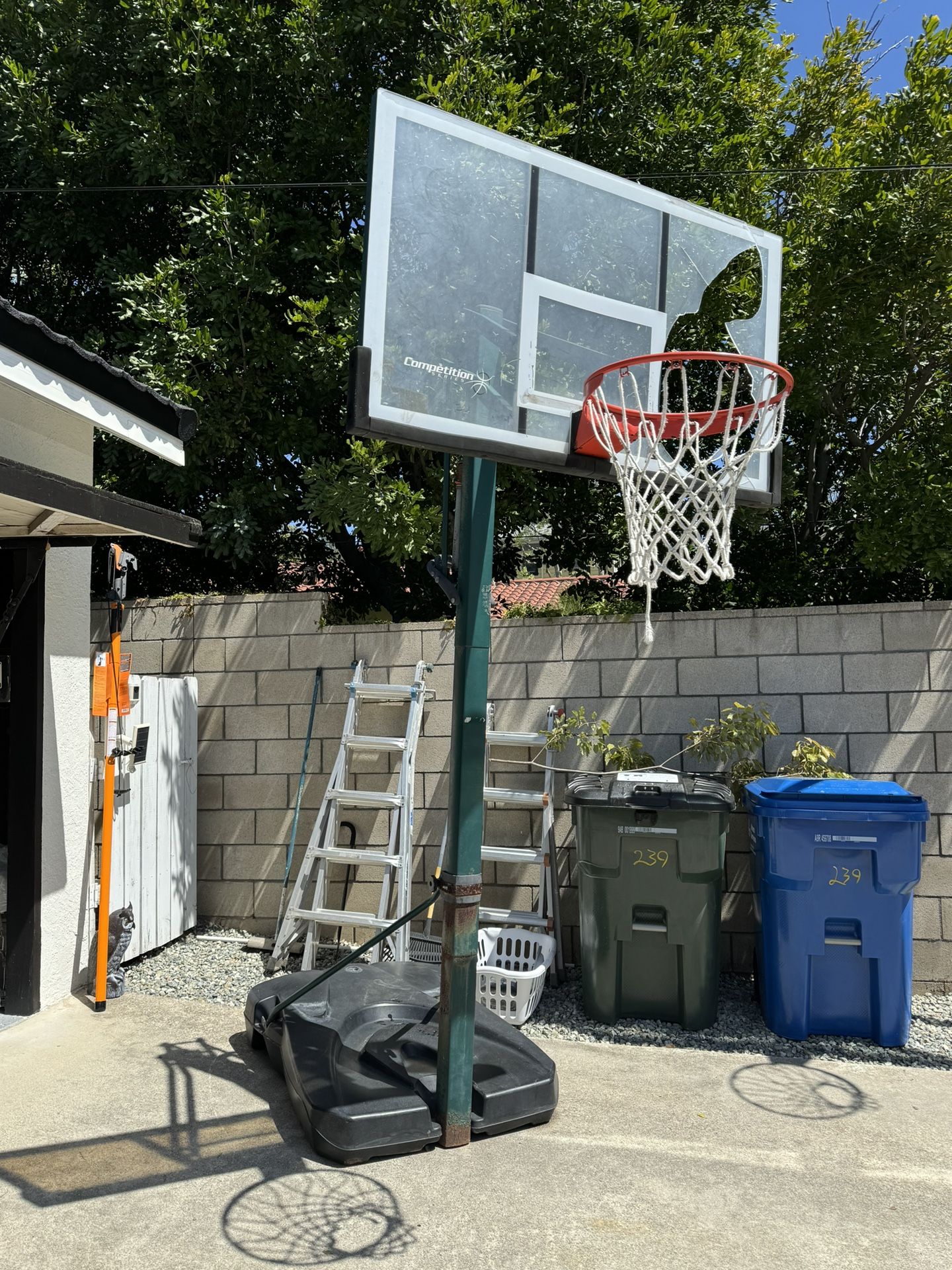 FREE Adjustable Basketball Hoop w/ Base (Backboard Needs Replacement)