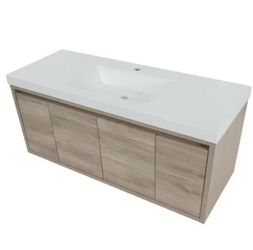 Millhaven 49 in. Single Sink Sable Floating Bath Vanity with White Cultured Marble Top