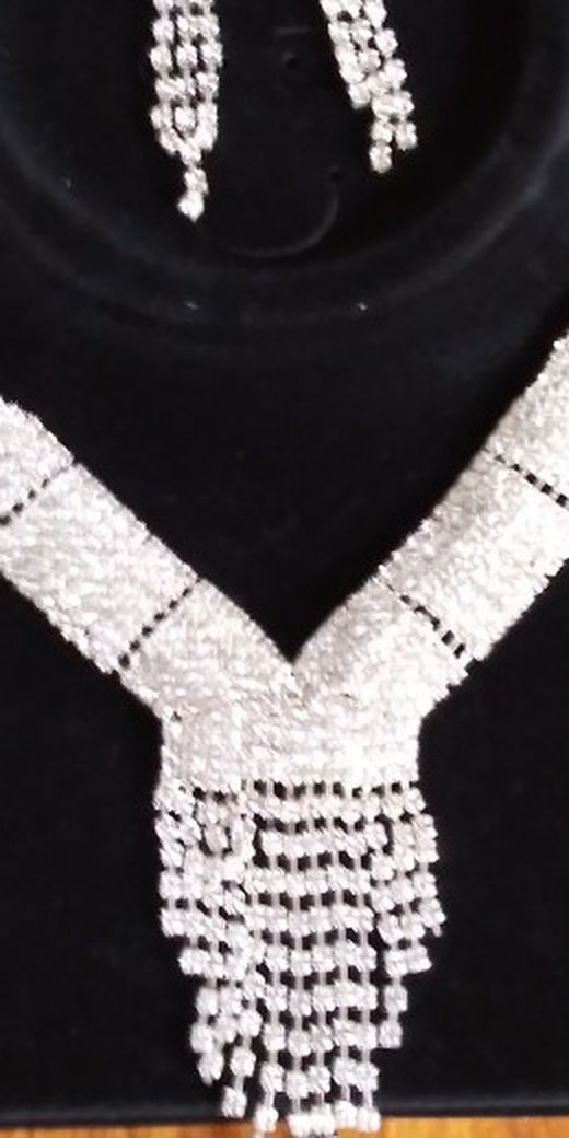 Diamond Crystal Necklace and Earrings