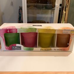 Libbey Ice Cream Cone Dessert Glasses Pastel Libbey Glass Set of 4 - 10.5 oz