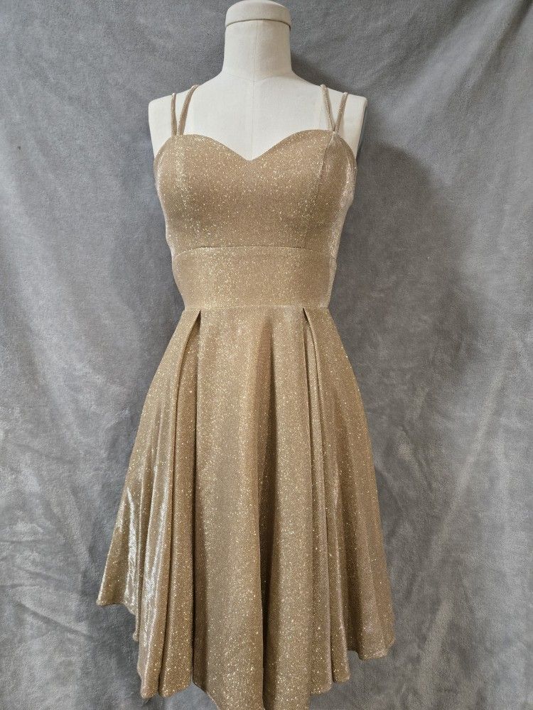 Gold Homecoming Dress, Size Xs, 26" Waist, Pockets