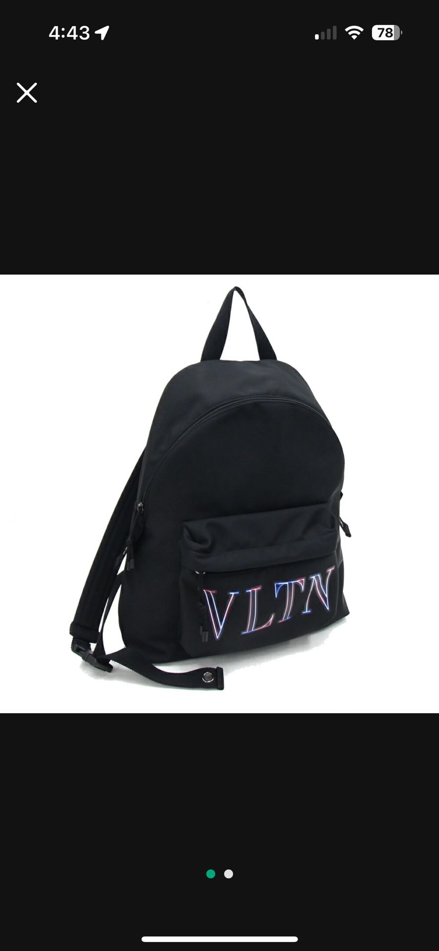 Valentino Backpack Black Nylon Canvas Neon color VLTN