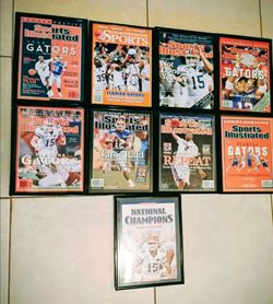 Lot of 9 Framed Florida Gators Sports Illustrated Magazines National Champions