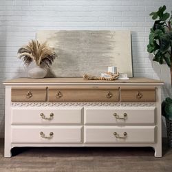 Vintage Sears Solid Wood Dresser 7 Drawer Lowboy