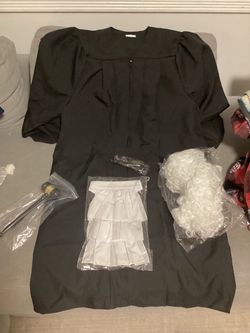 Cosplay Halloween Judge Costume Robe Wig Gavel Glasses sz 45 NEW