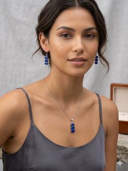 Genuine Chilean Lapis Lazuli Jewelry Set - .925 Sterling Silver.