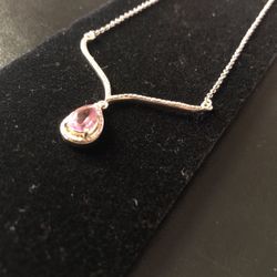  20” Fancy Pink Topaz Necklace Sterling Silver 