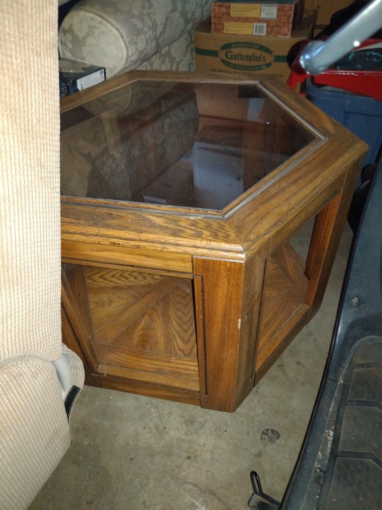  2 Wood & Glass End Tables.